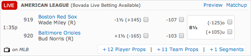 Baltimore Orioles vs Boston Red Sox - Bovada MLB Betting Odds